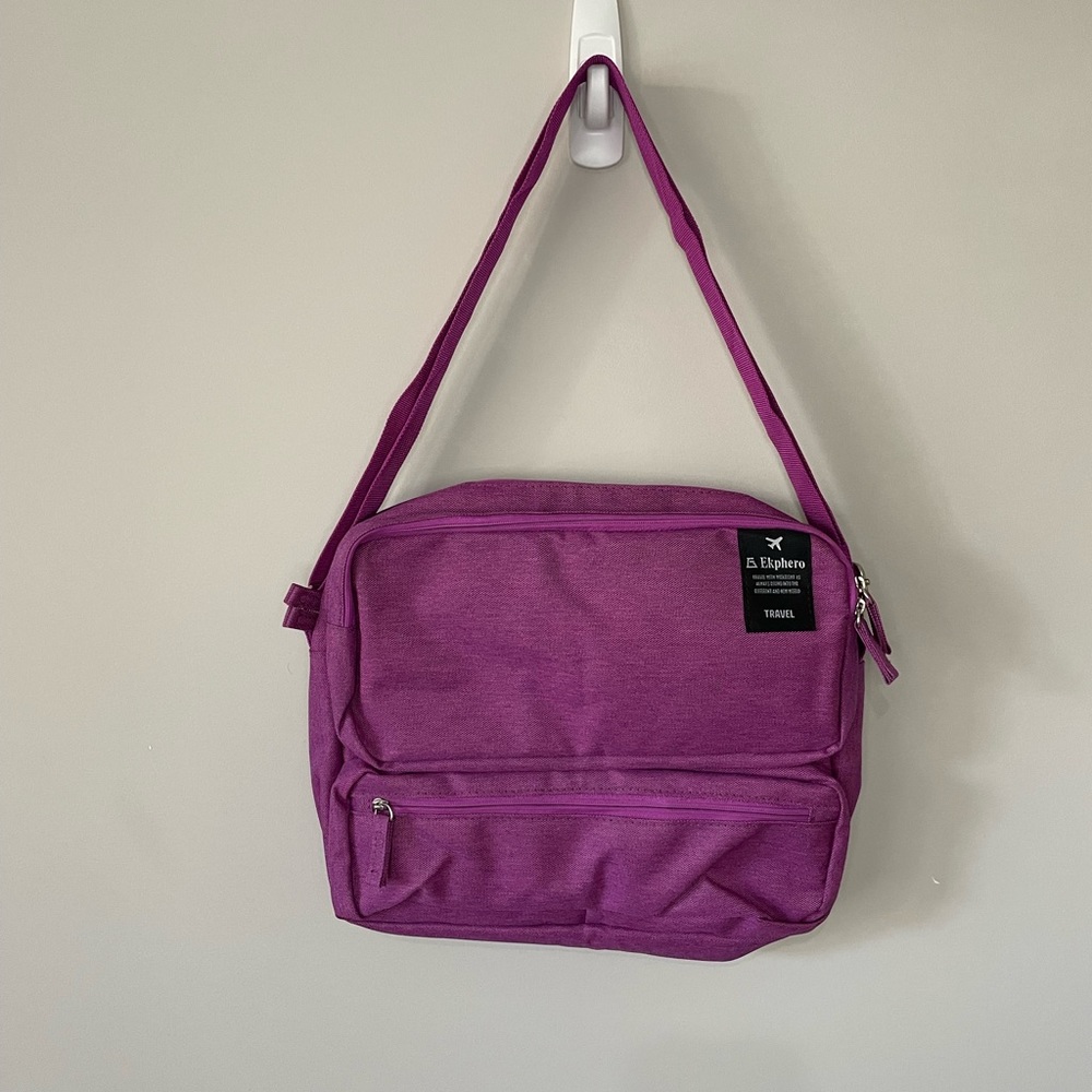 Ekphero travel fuchsia lots of compartments crossbody shoulder bag